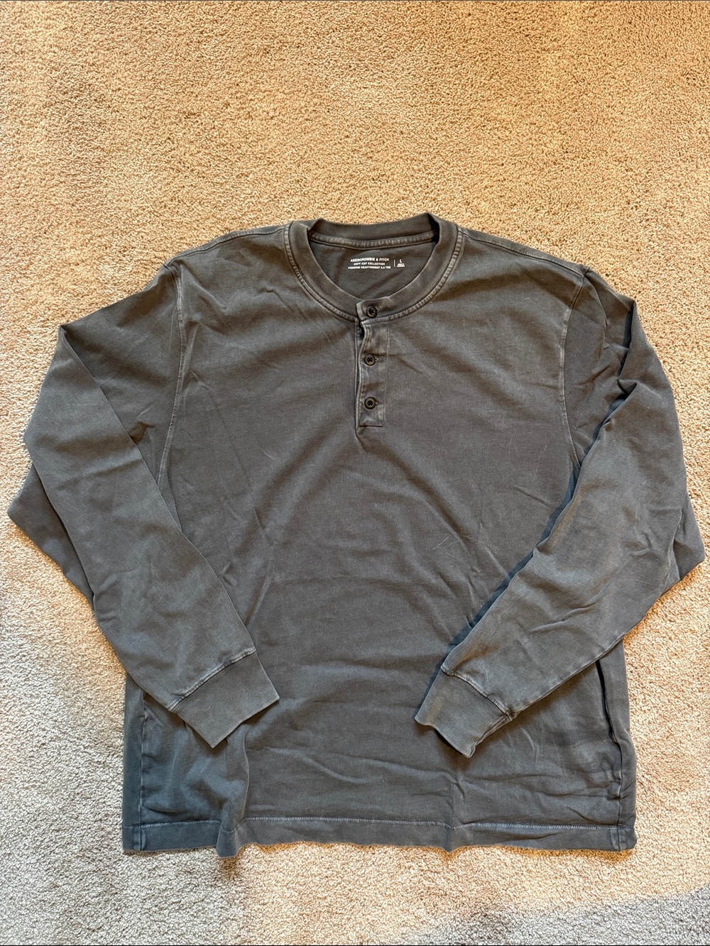 Abercrombie & Fitch Charcoal Henley Long-Sleeve Shirt